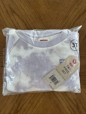 Levi's Toddler Tie-Dye Sweatshirt Set - Lavender & White